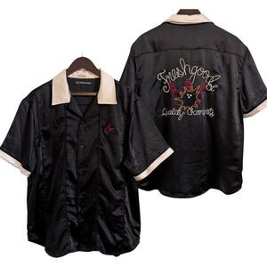 JOE FRESHGOODS JFG Quality Garments Black & Beige Bowling Shirt | Men's Large